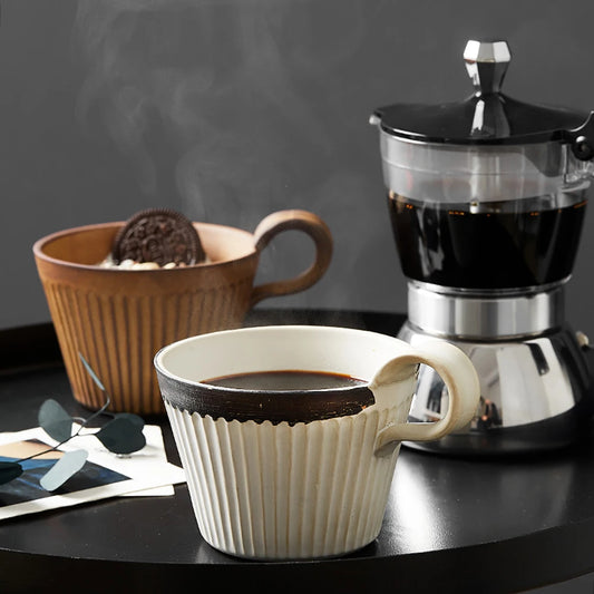 Artisanal Retro Ceramic Coffee Mug - Handcrafted Pottery for Cozy Mornings