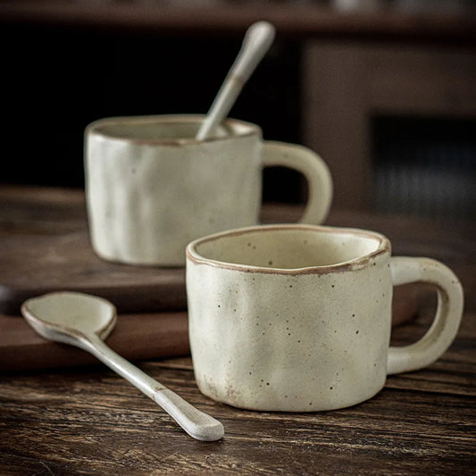 Artisanal Handcrafted Ceramic Mug - Retro Elegance for Every Sip